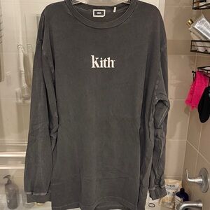Rare Kith lower case logo Gray Long Sleeve washed style Tee